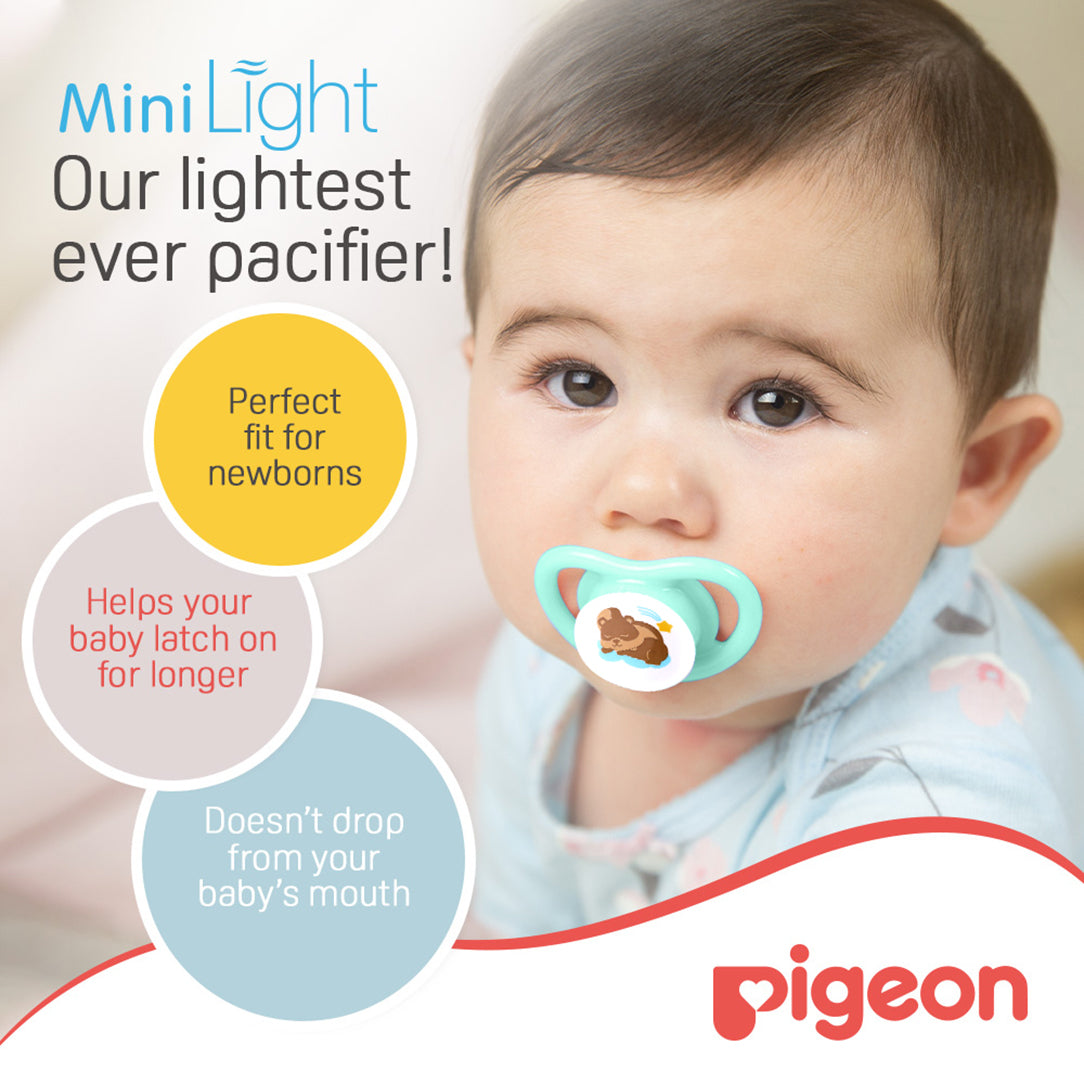 Pigeon Minilight Pacifier Small 0+ Months - Twin Pack Boys (78259), Pacifiers