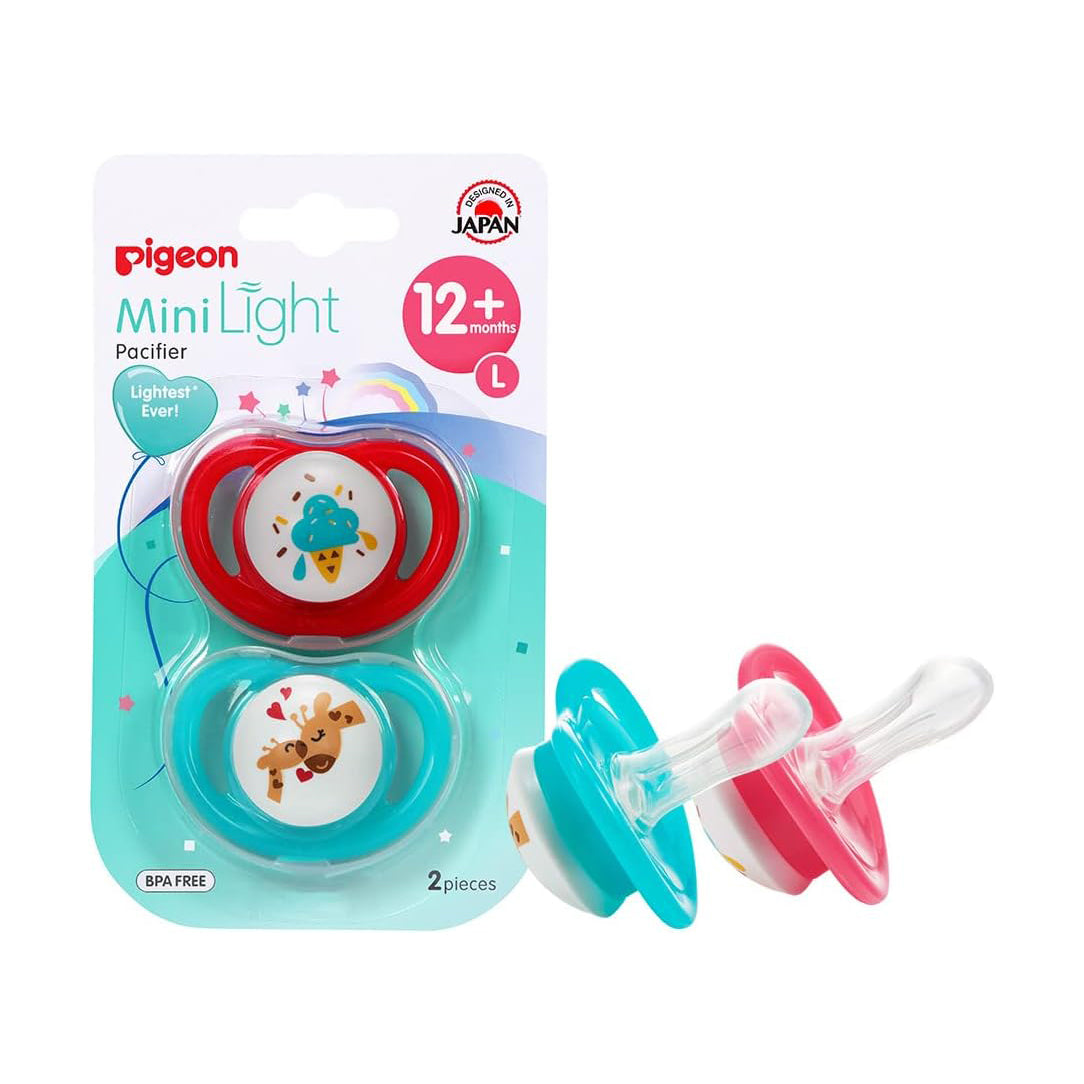Pigeon Minilight Pacifier Small 0+ Months - Twin Pack Girls (78262), Pacifiers