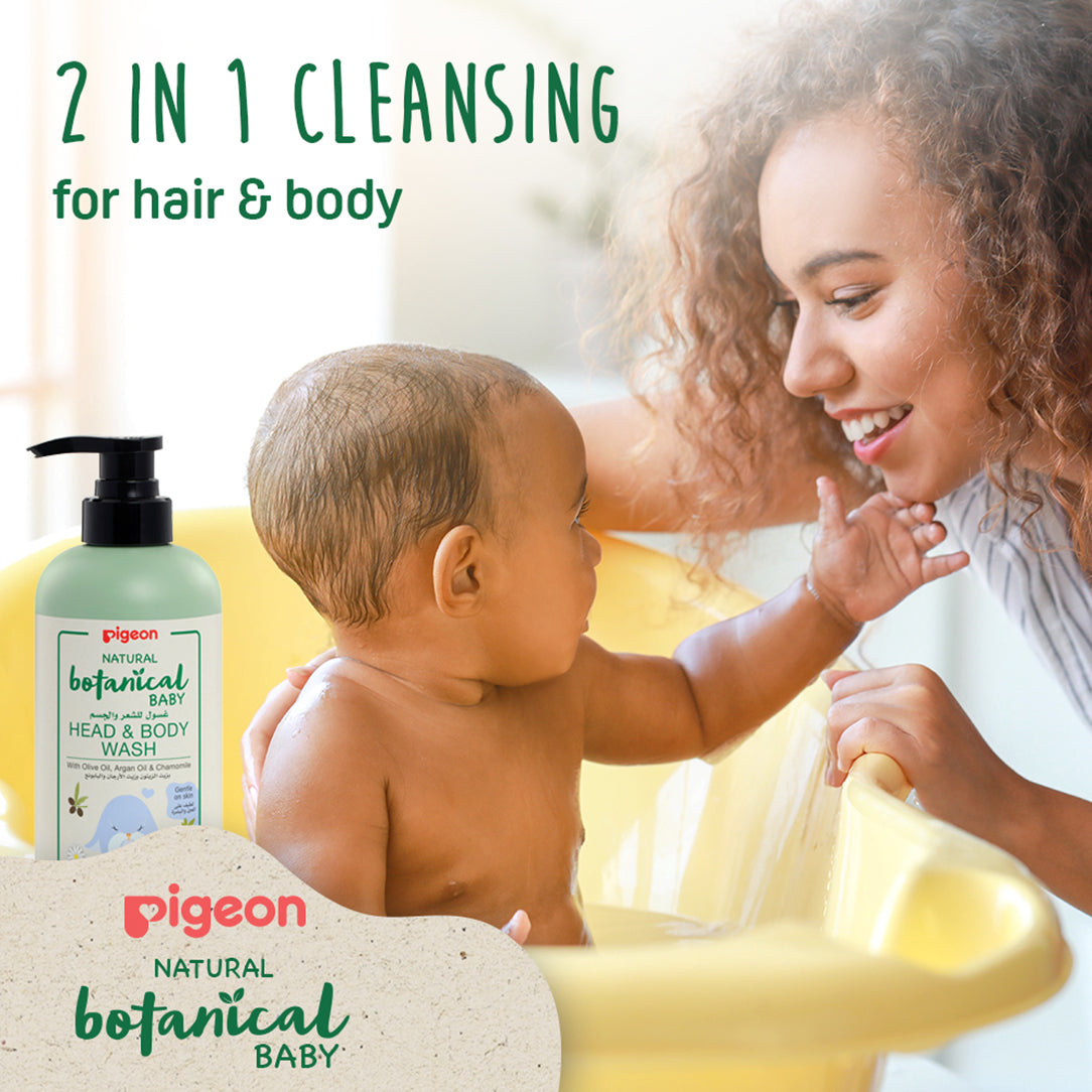 Pigeon Natural Botanical Baby Head & Body Wash 500ml, Baby Bathing 