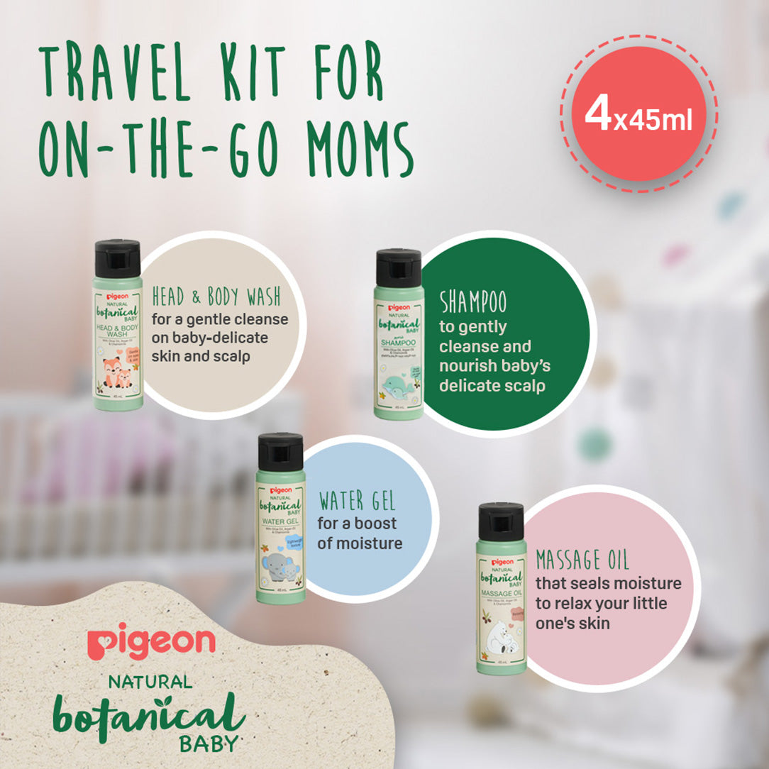 Pigeon Natural Botanical Baby Travel Set - 4 Pieces (4 x 45ml), Baby Health & Grooming Kits 