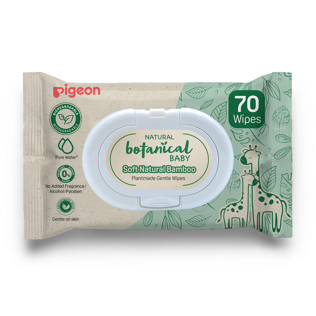 Pigeon Natural Botanical Baby Wipes - 70 Sheets, Disposable Baby Wipes