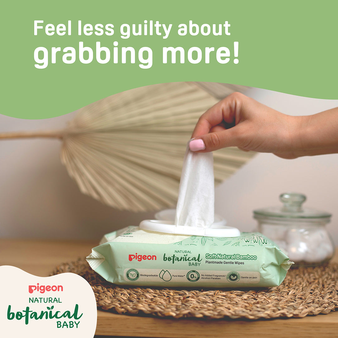 Pigeon Natural Botanical Baby Wipes - 70 Sheets, Disposable Baby Wipes