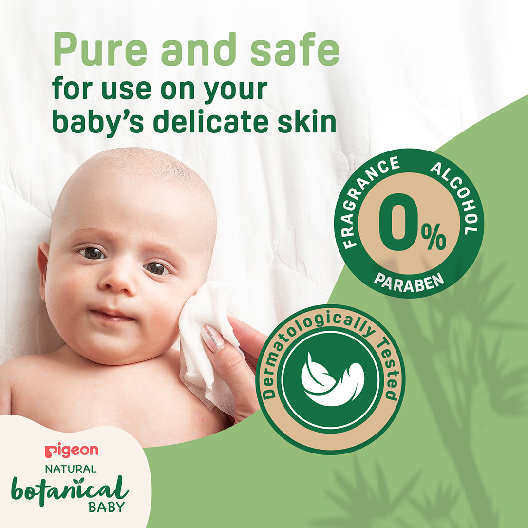 Pigeon Natural Botanical Baby Wipes - 70 Sheets, Disposable Baby Wipes