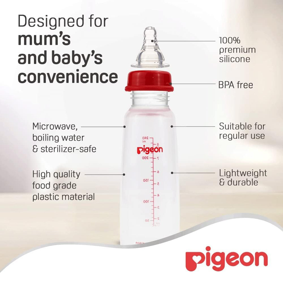 Pigeon Slim Neck Feeding Bottle BPA-Free - 240ml, Wide Neck Bottles