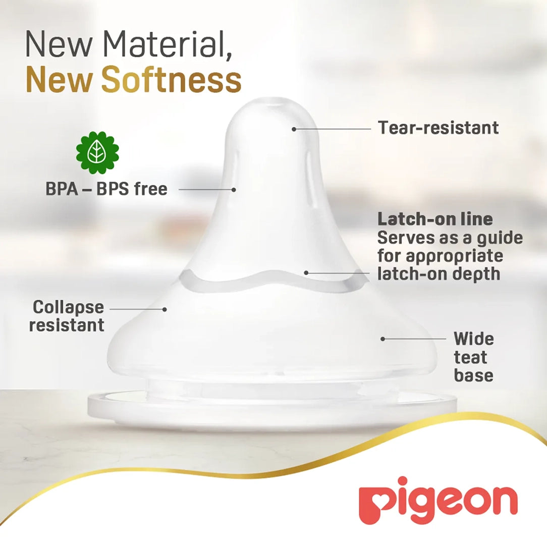 Pigeon SofTouch Wide Neck Nipple LLL Y-Cut 15+ Months - Pack of 2 (81244), Wide Neck Nipples