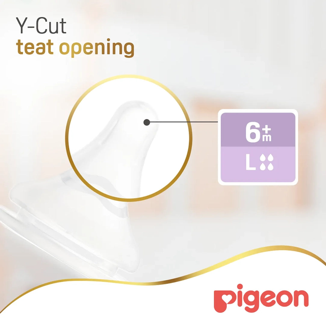 Pigeon SofTouch Wide Neck Nipple Large Y-Cut 6+ Months - Pack of 2 (81242), Wide Neck Nipples