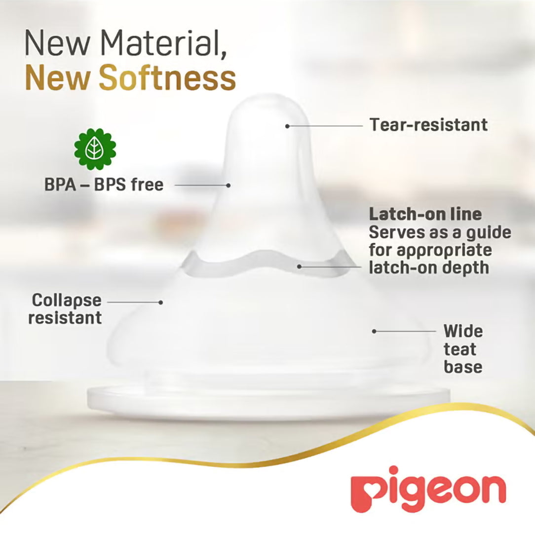 Pigeon SofTouch Wide Neck Nipple SS 0+ Months - Pack of 2 (81239), Wide Neck Nipples