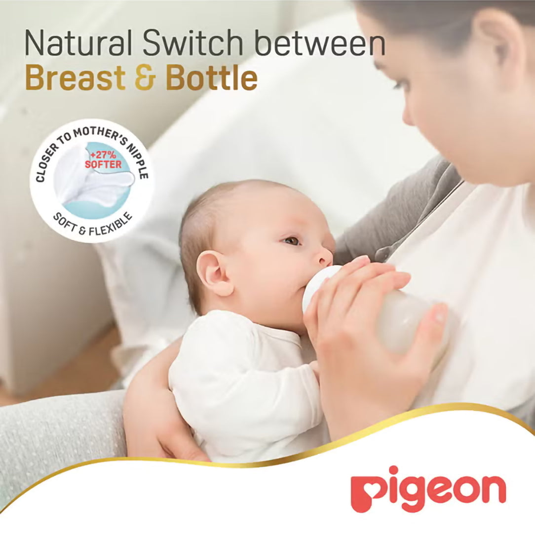 Pigeon SofTouch Wide Neck Nipple SS 0+ Months - Pack of 2 (81239), Wide Neck Nipples