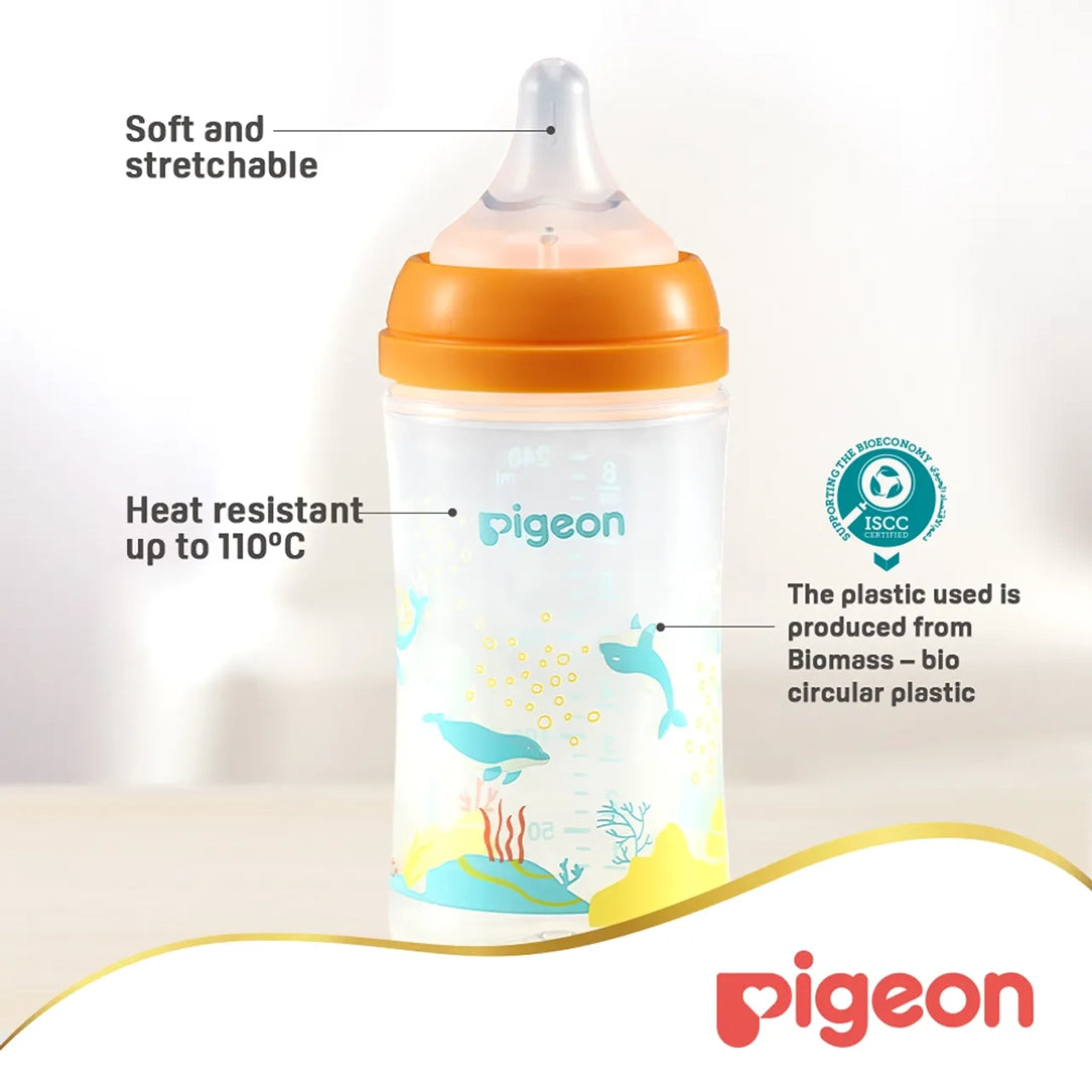 Pigeon SofTouch Wide Neck PP Decorated Nursing Bottle - 240ml (81230), Wide Neck Bottles