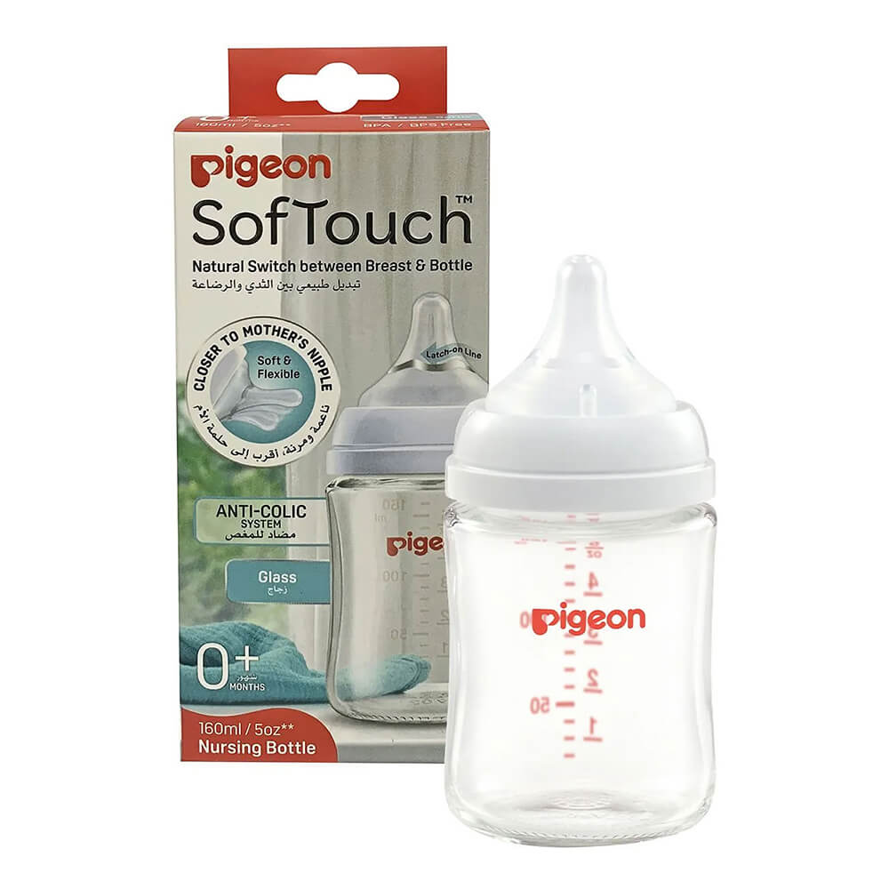 Pigeon Soft Touch Glass Bottle – 0+ months BPA-free