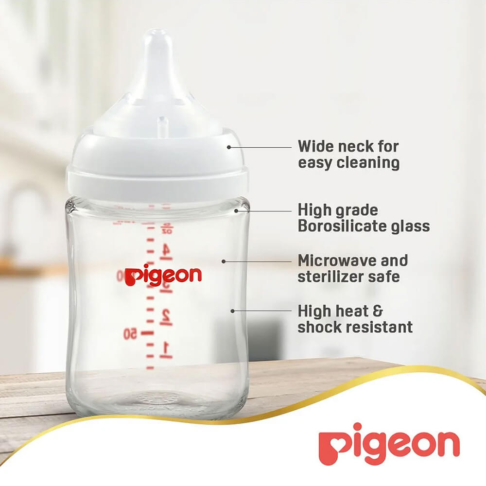 Pigeon 0+ glass baby bottle – Soft Touch anti-colic design