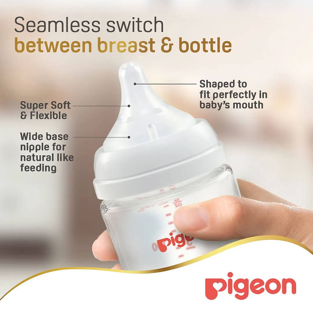 Eco-friendly glass feeding bottle – Pigeon Soft Touch 0+