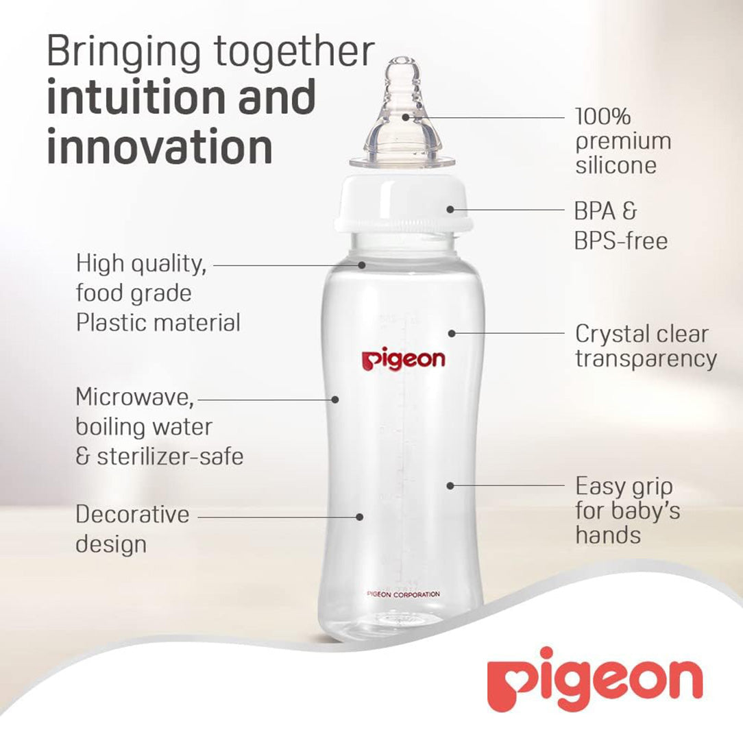 Pigeon Streamline Slim Neck PP Feeding Bottle - 250ml, Standard Bottles