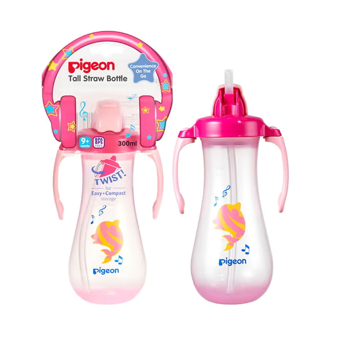 Pigeon Tall Straw Bottle 300ml - Pink (26216), Standard Bottles