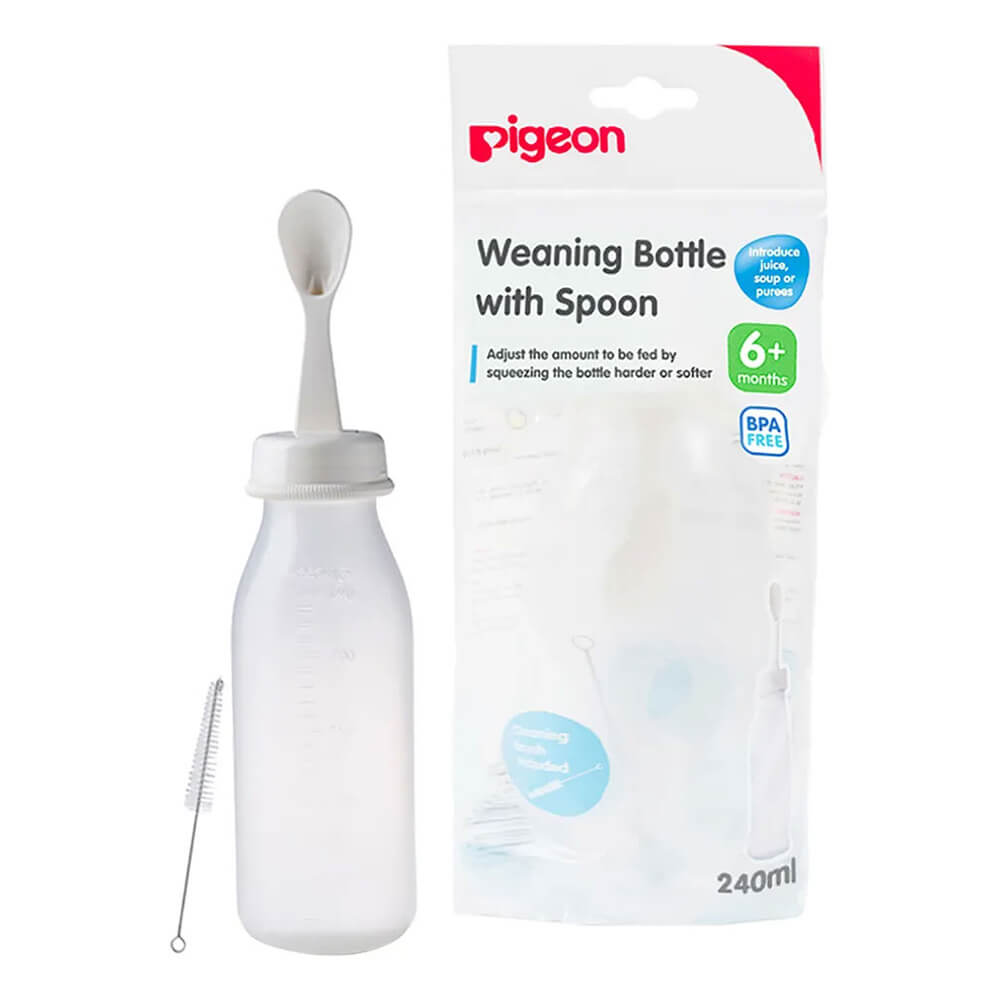 Pigeon Weaning Bottle with Spoon – 240ml for 6+ months