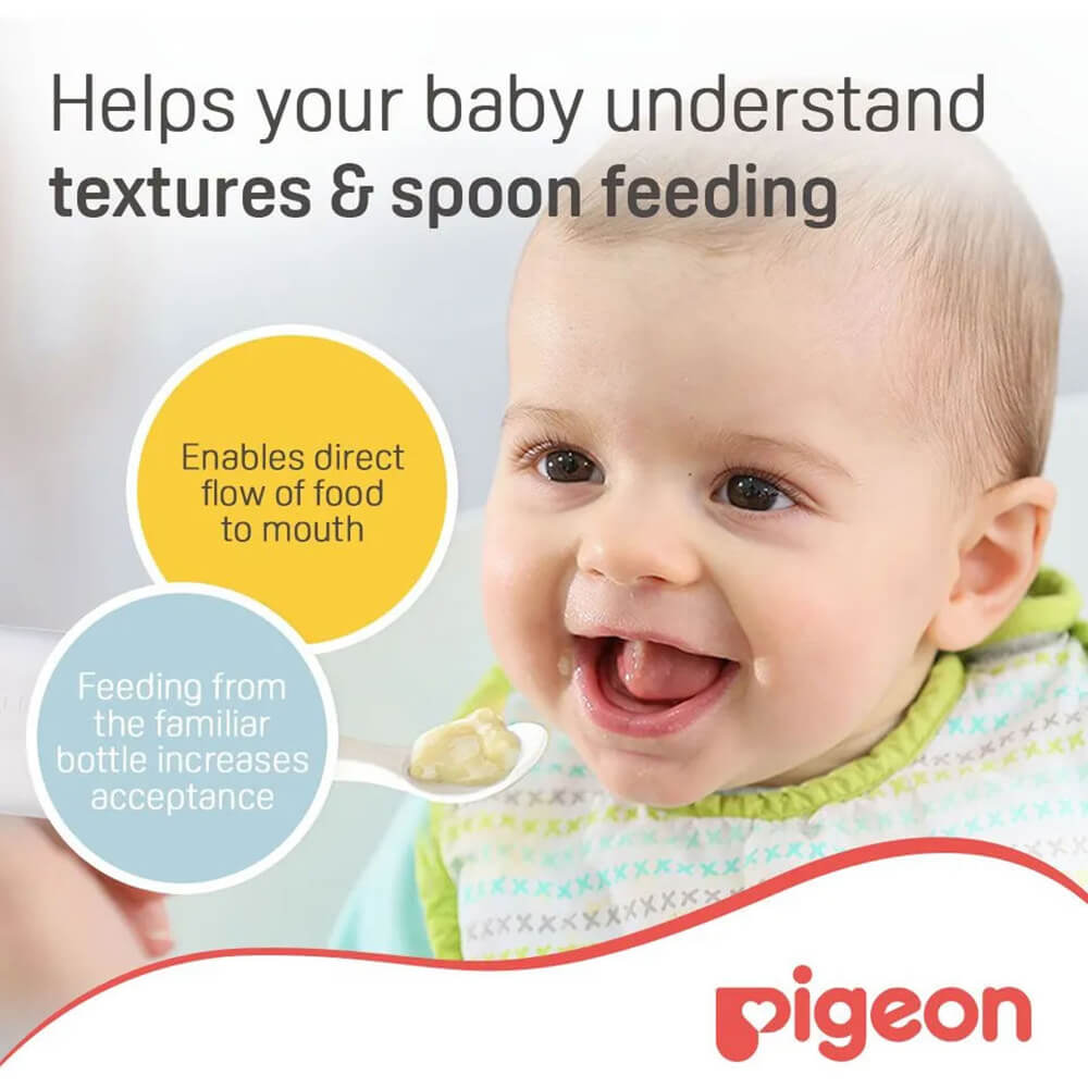 Pigeon 240ml feeding bottle – built-in spoon for weaning stage