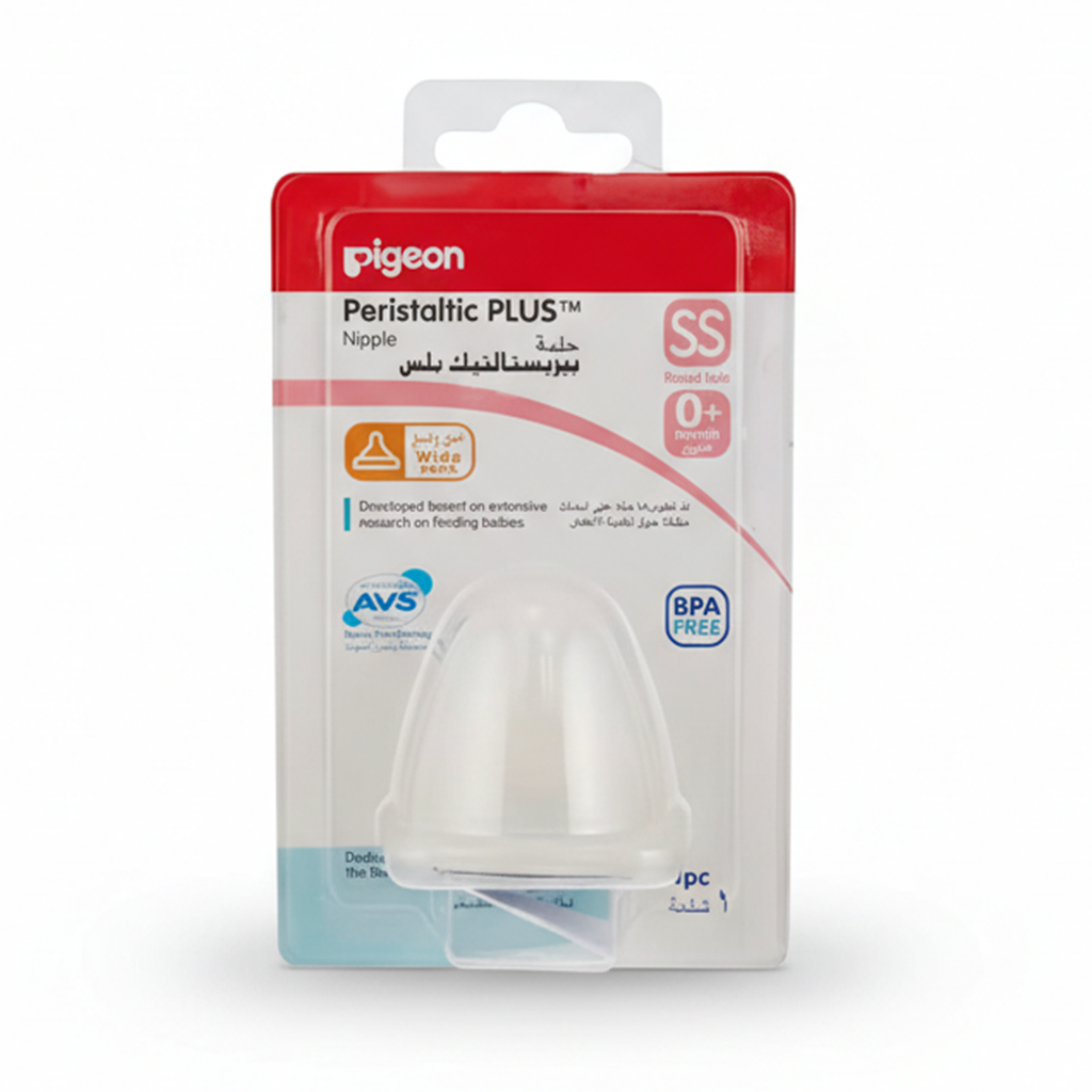Pigeon Wide Neck Peristaltic Plus Nipple SS - 2pcs Blister Pack (01866), Wide Neck Nipples