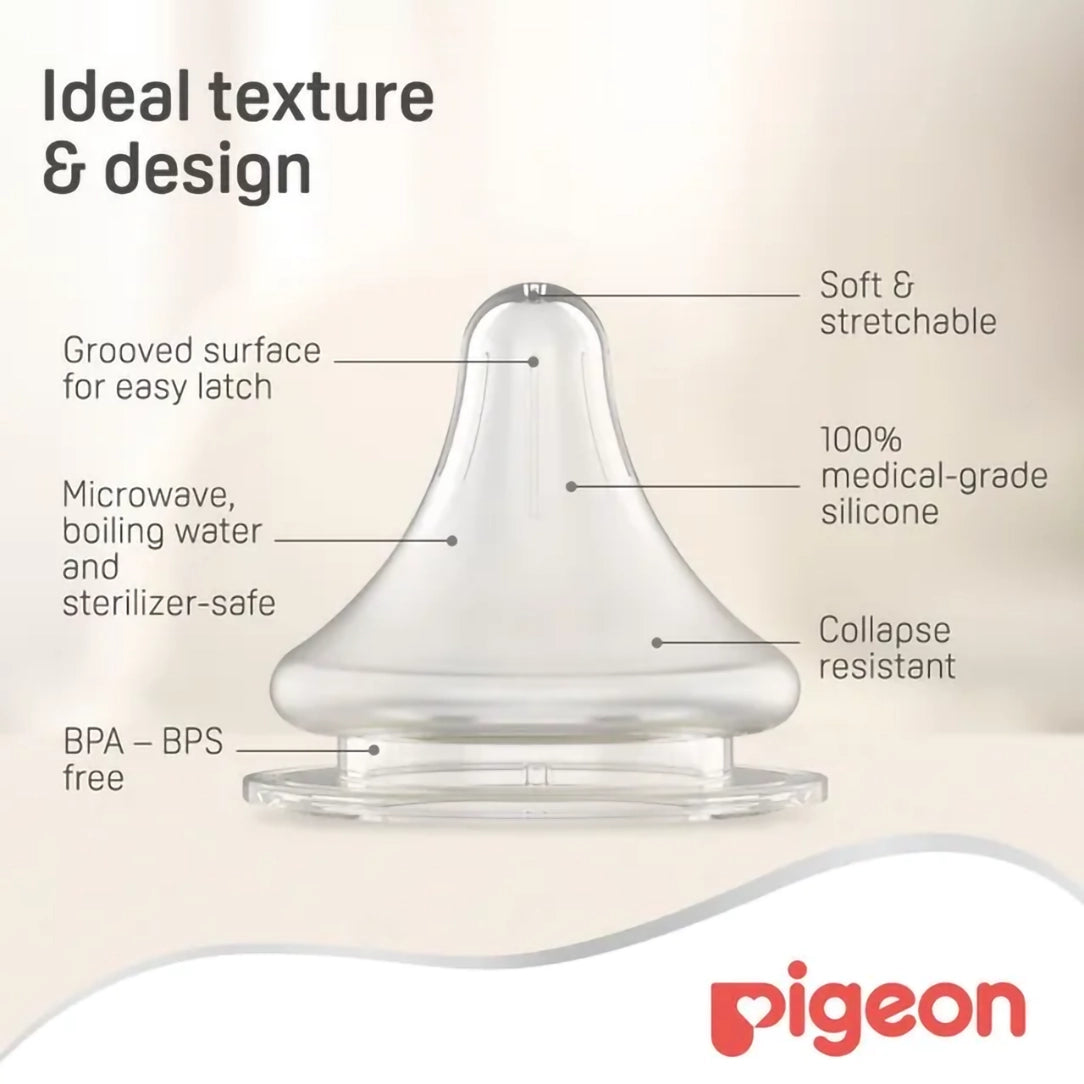 Pigeon Wide Neck Peristaltic Plus Nipple SS - 2pcs Blister Pack (01866), Wide Neck Nipples