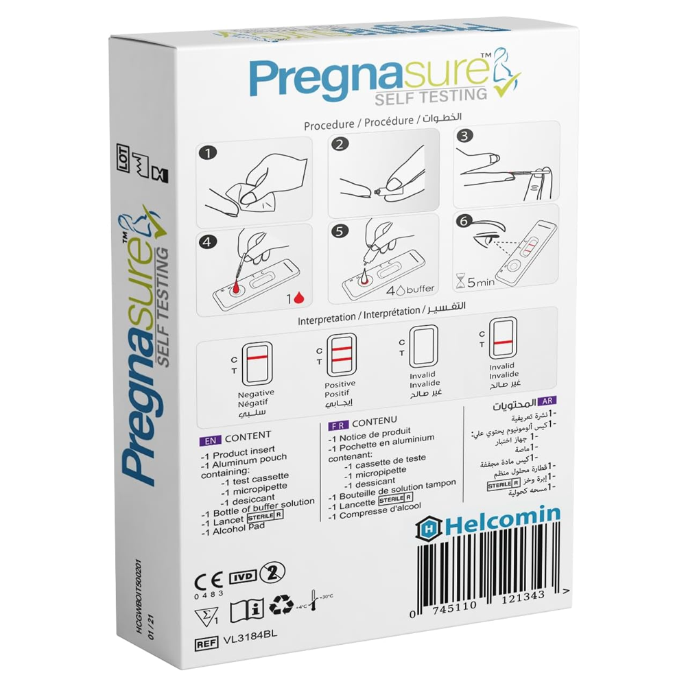 Pregnasure Blood Pregnancy Test (Finger Prick) - 1 Unit, Pregnancy Tests