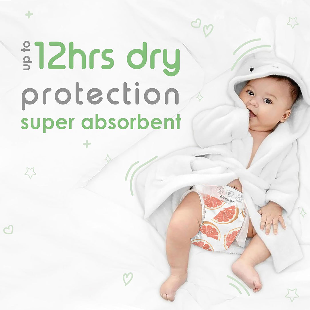 PureBorn Organic Diapers Size 4 (7-12kg) - 24pcs (50566), Disposable Diapers 