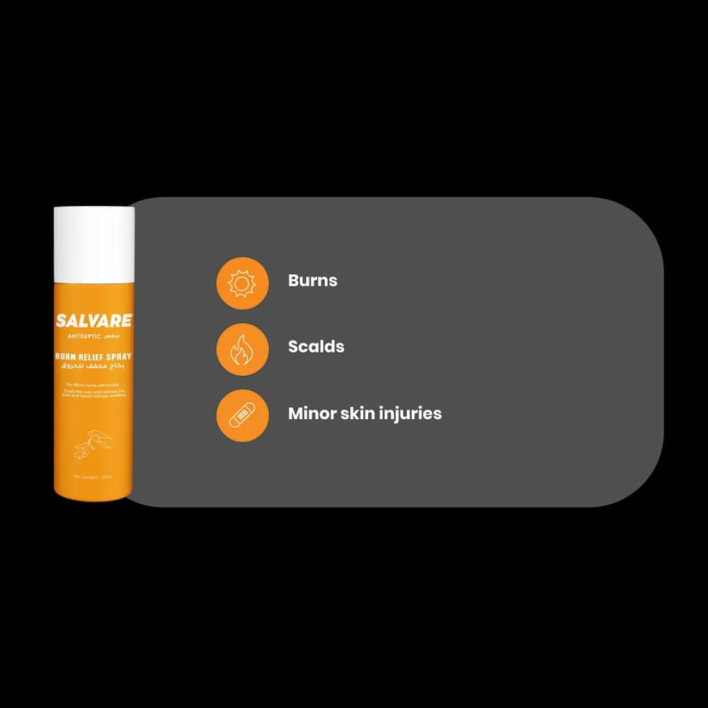 SALVARE 50ml burn relief spray – cools, disinfects, and protects