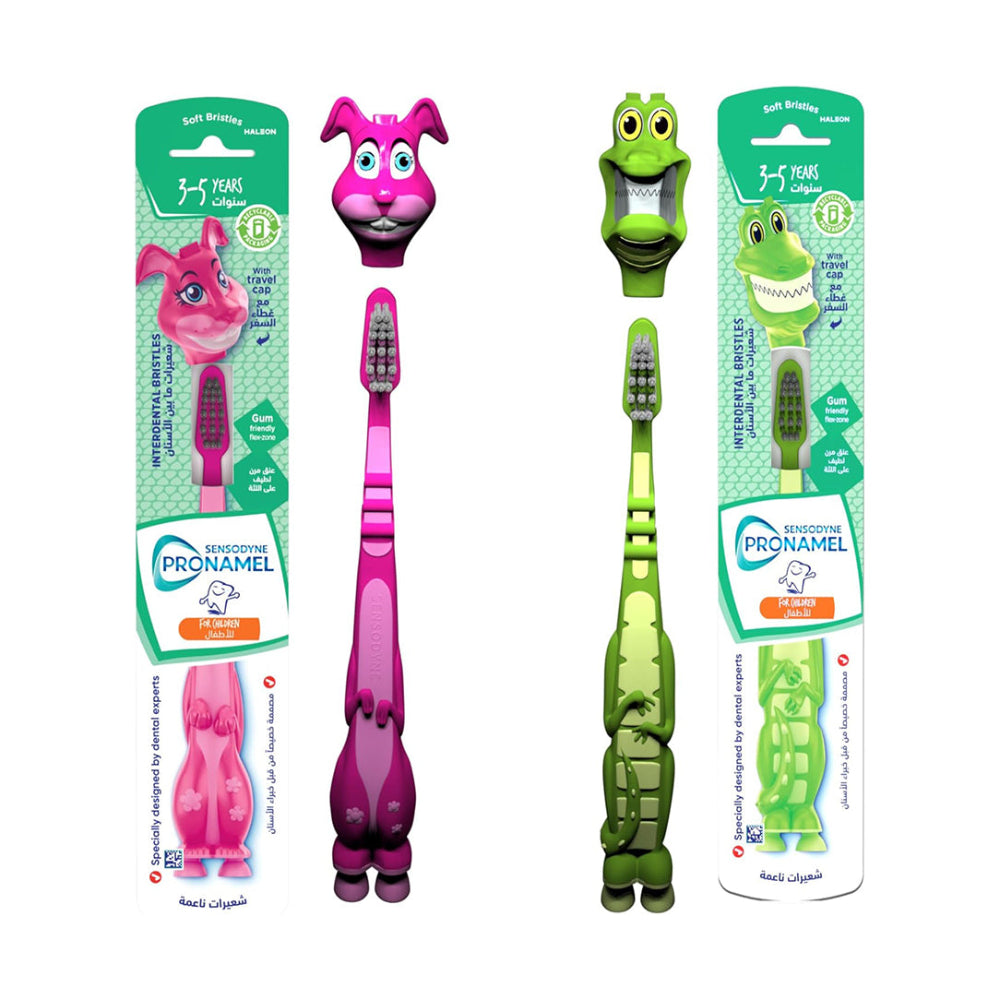 Sensodyne Pronamel Kids Toothbrush 3–5 Years - Bunny/Crocodile Design, Manual Toothbrushes