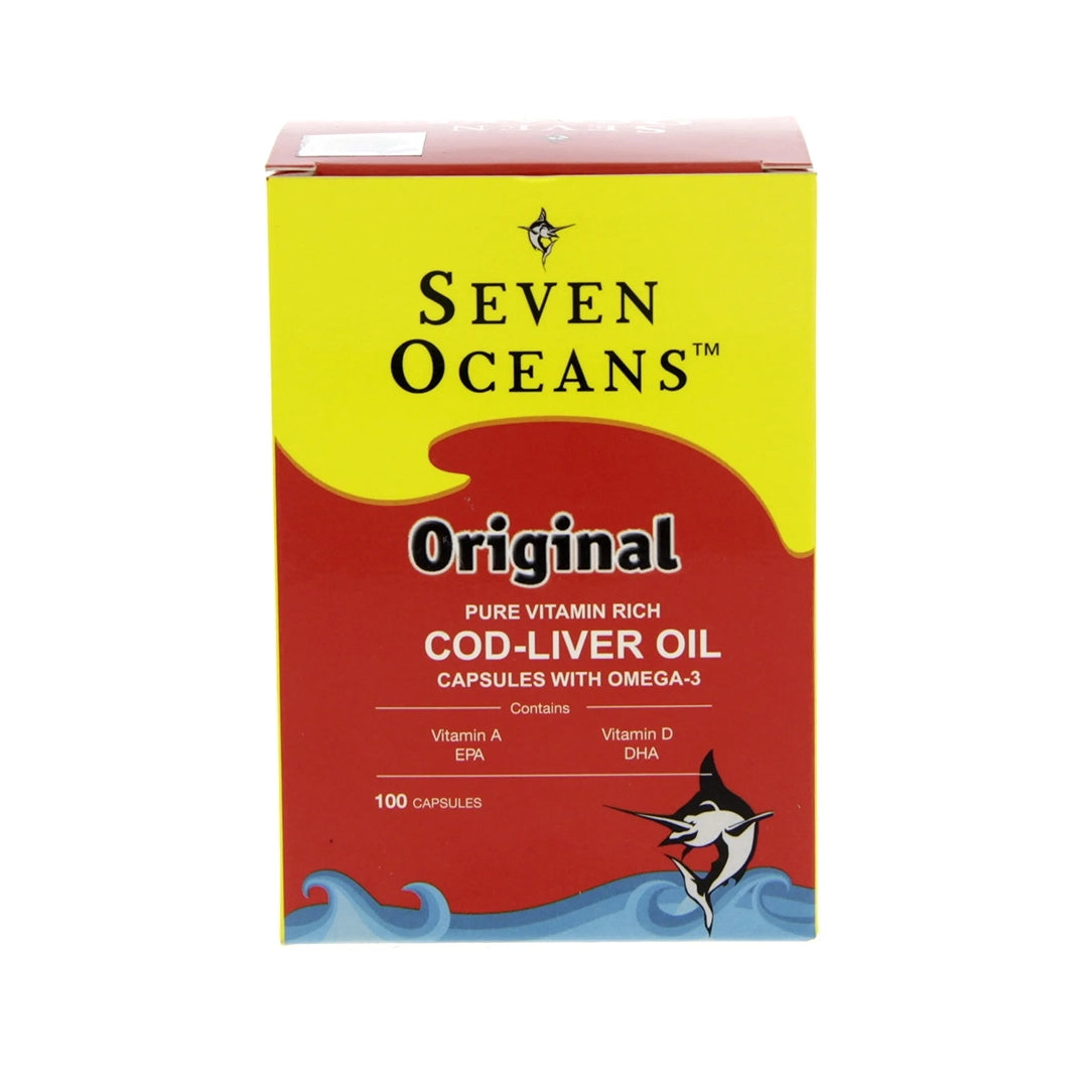 Seven Oceans Cod Liver Oil with Omega-3 - 100 Capsules, Omega Fatty Acids