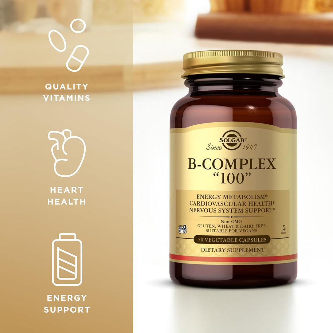 Solgar B-Complex 100 - 100 Veg Capsules, Vitamins & Supplements