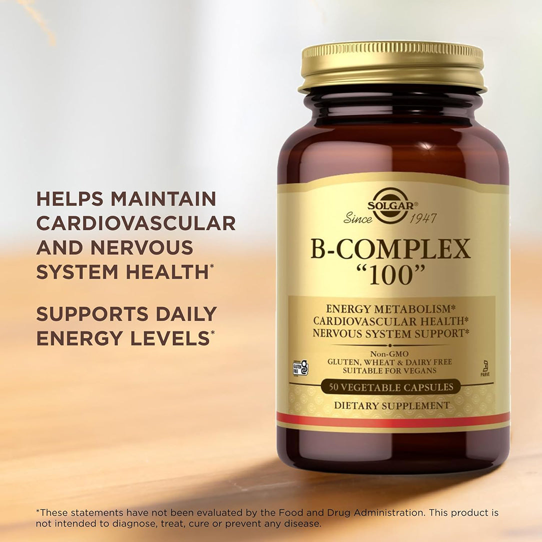 Solgar B-Complex 100 - 100 Veg Capsules, Vitamins & Supplements