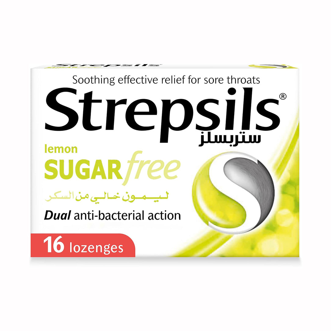 Strepsils Lemon Sugar Free Sore Throat Lozenges - 16 Pieces, Respiratory Care