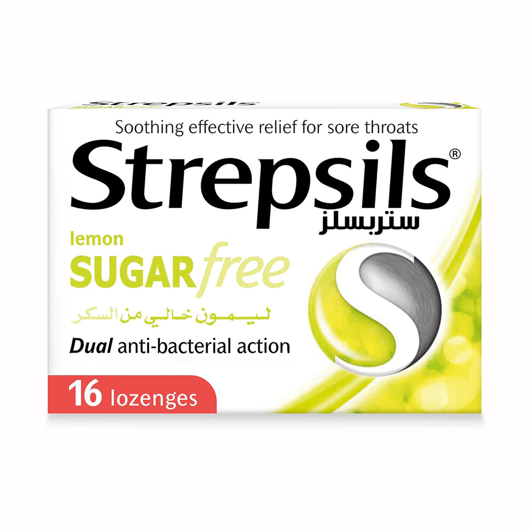 Strepsils Sugar Free Lemon & Herb Sore Throat Lozenges - 16 Pieces,Respiratory Care