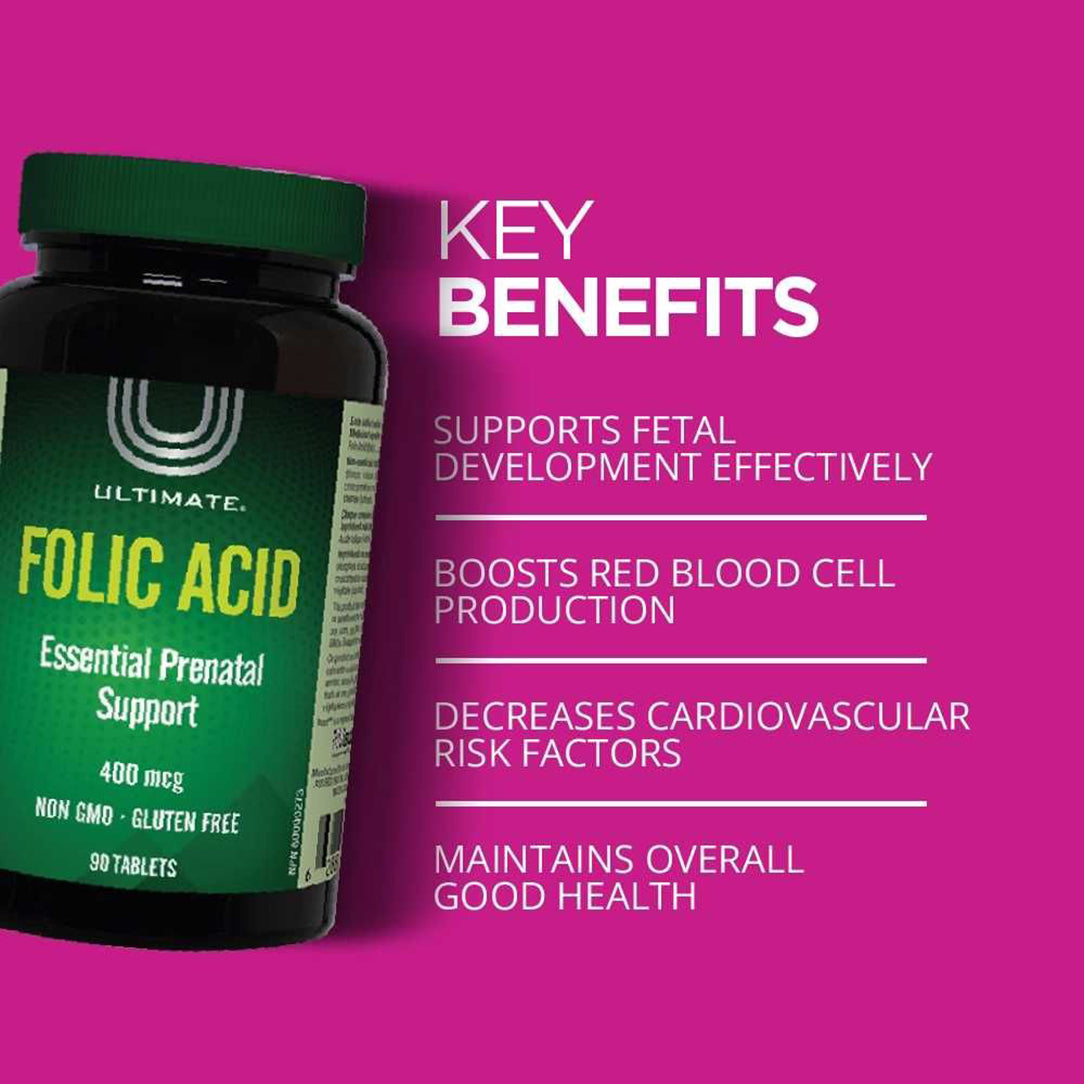 Ultimate Folic Acid 400mcg - 90 Tablets, Vitamins & Supplements