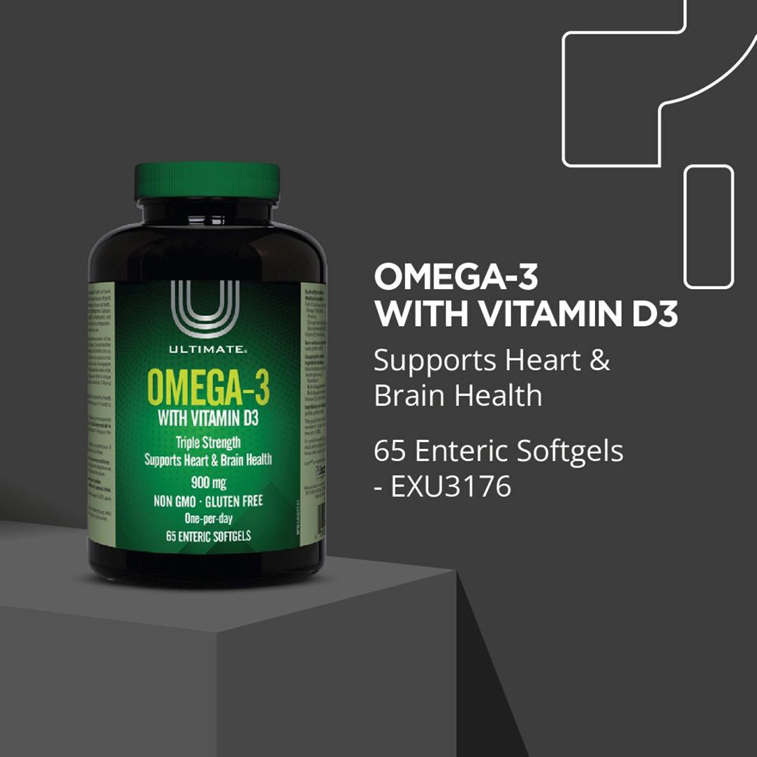 Ultimate Omega-3 Triple Strength 900mg with Vitamin D3 - 65 Softgels, Supplements