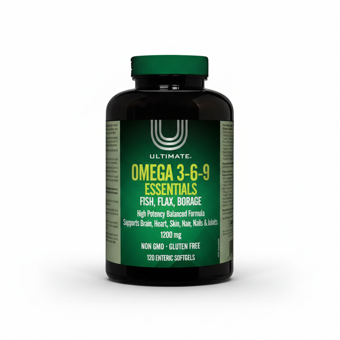 Ultimate Omega 3-6-9 Essentials 1200mg Fish, Flax & Borage Oil - 120 Softgels, Supplements
