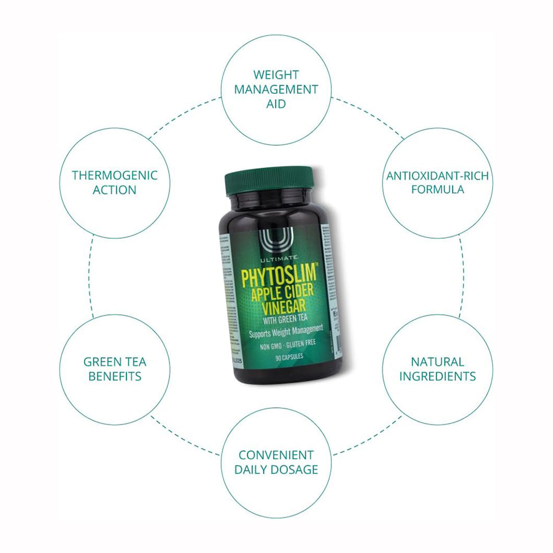 Ultimate Phytoslim Apple Cider Vinegar with Green Tea - 90 Capsules, Herbal Supplements