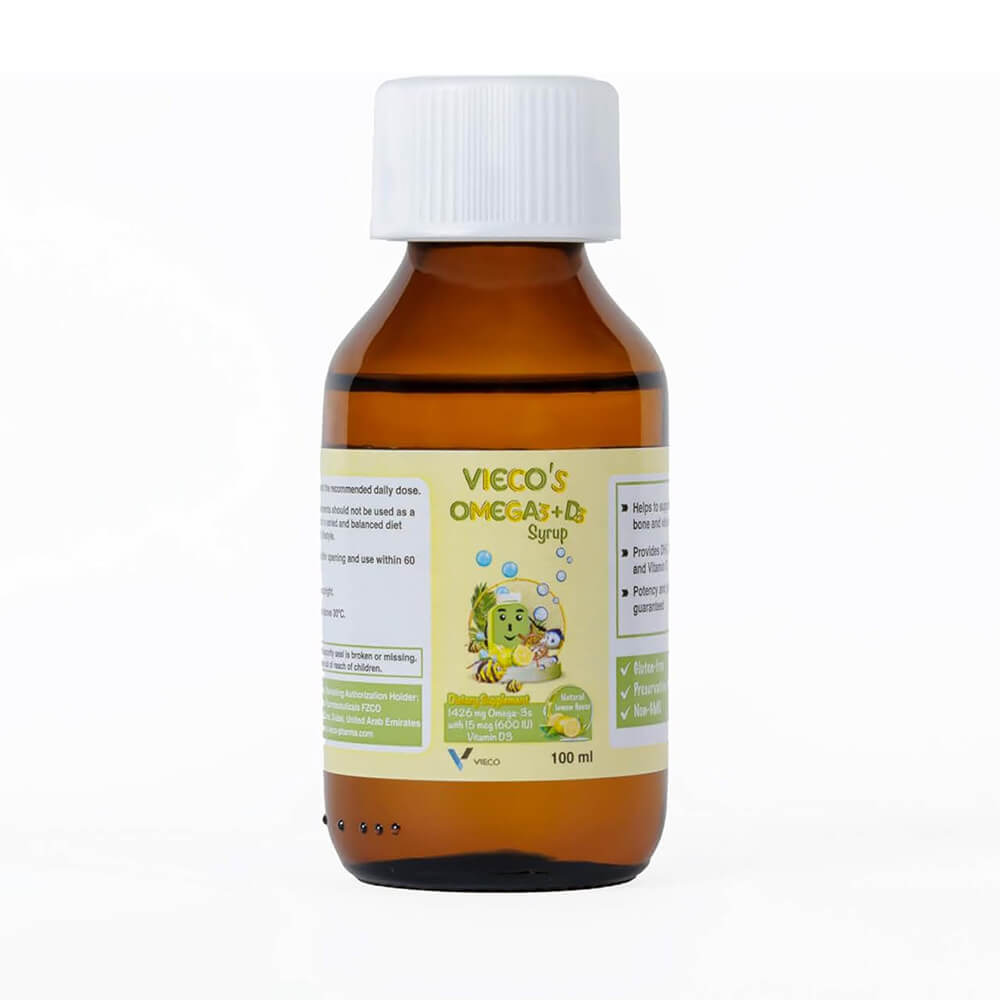 VIECO'S Omega 3 + Vitamin D3 Syrup – 100ml for brain & bone support