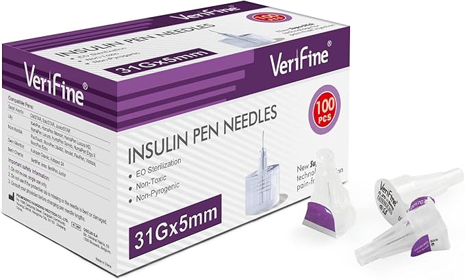 Verifine Insulin Pen Needles 31G x 5mm - Pack of 100, Medical Needles
