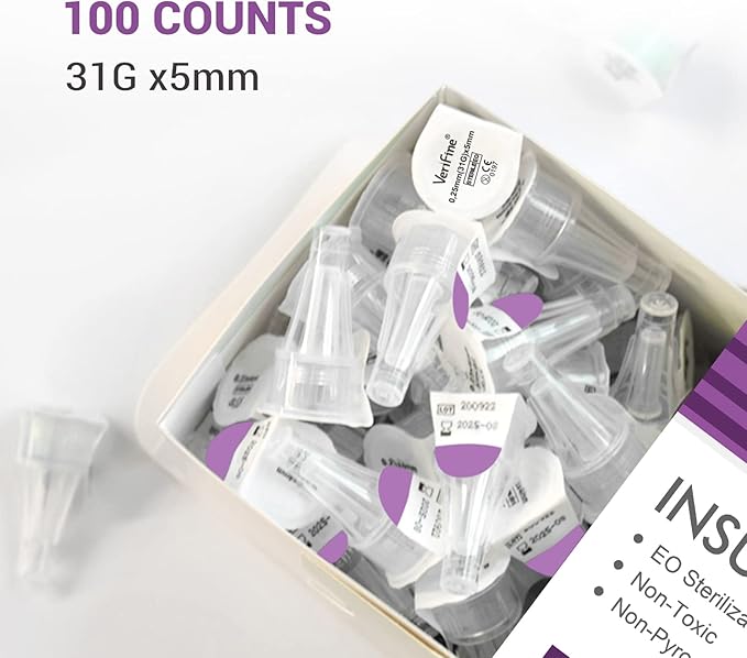 Verifine Insulin Pen Needles 31G x 5mm - Pack of 100, Medical Needles