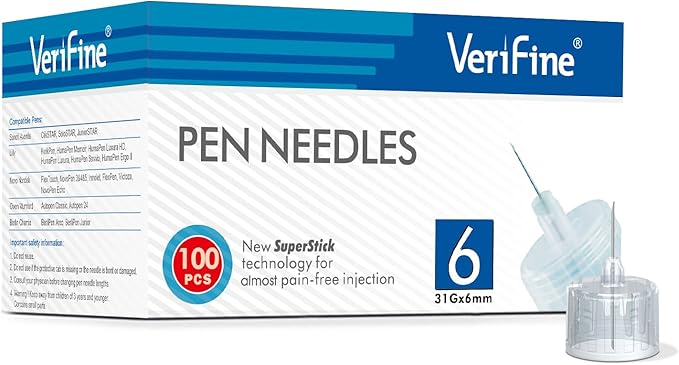 Verifine Insulin Pen Needles 31G x 6mm - Pack of 100, Medical Needles