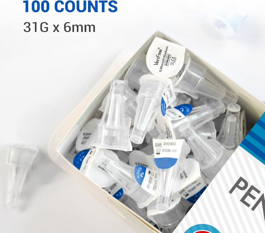 Verifine Insulin Pen Needles 31G x 6mm - Pack of 100, Medical Needles
