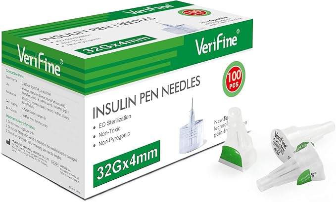 Verifine Insulin Pen Needles 32G x 4mm - Pack of 100, Medical Needles