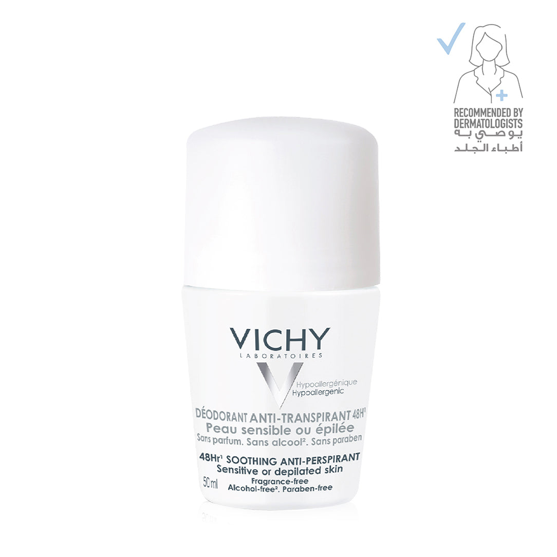 Vichy 48H Soothing Anti-Perspirant Roll-On for Sensitive Skin - 50ml, Anti-Perspirant