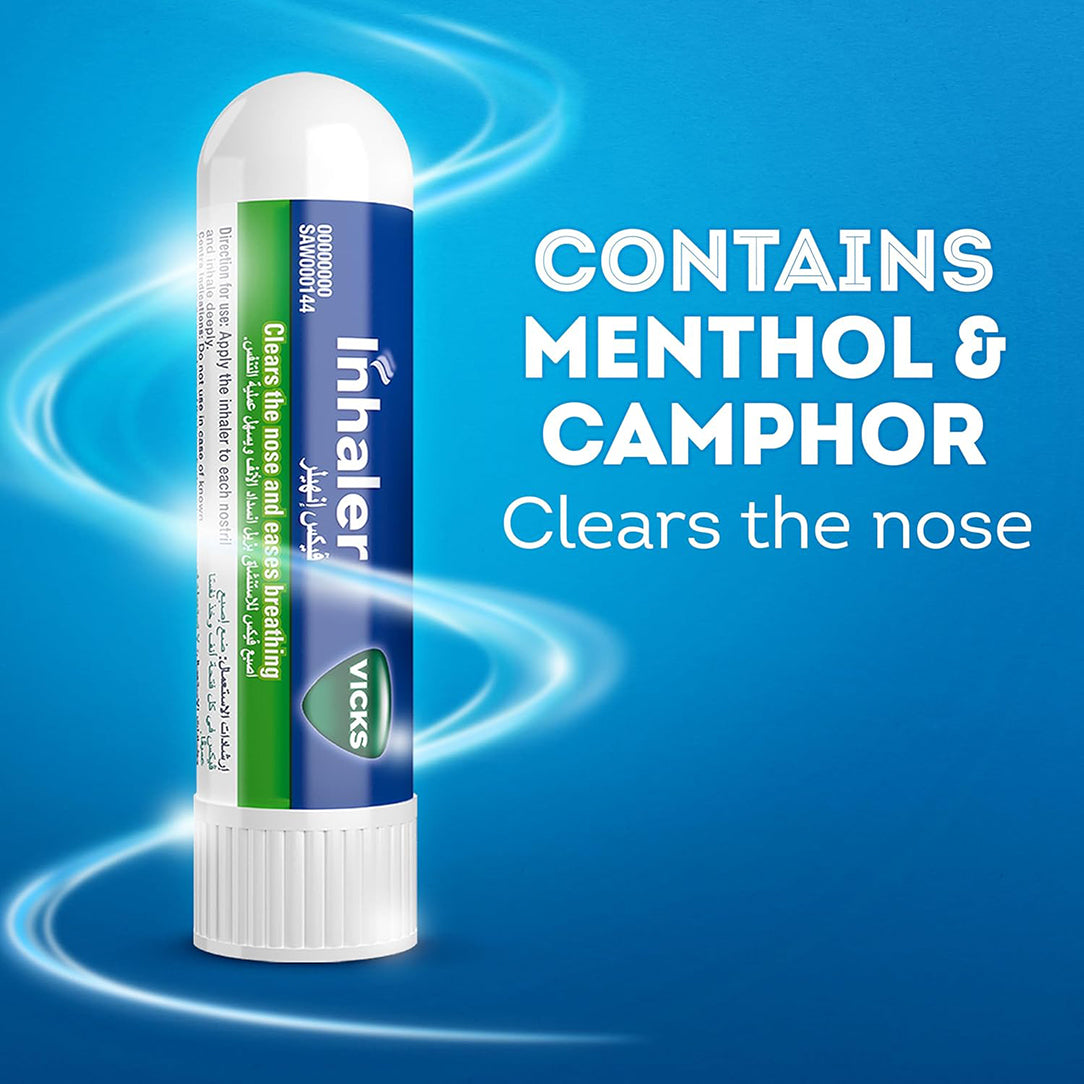 Vicks Menthol & Camphor Nasal Decongestant Inhaler - 1ml (Pack of 12), Respiratory Care 