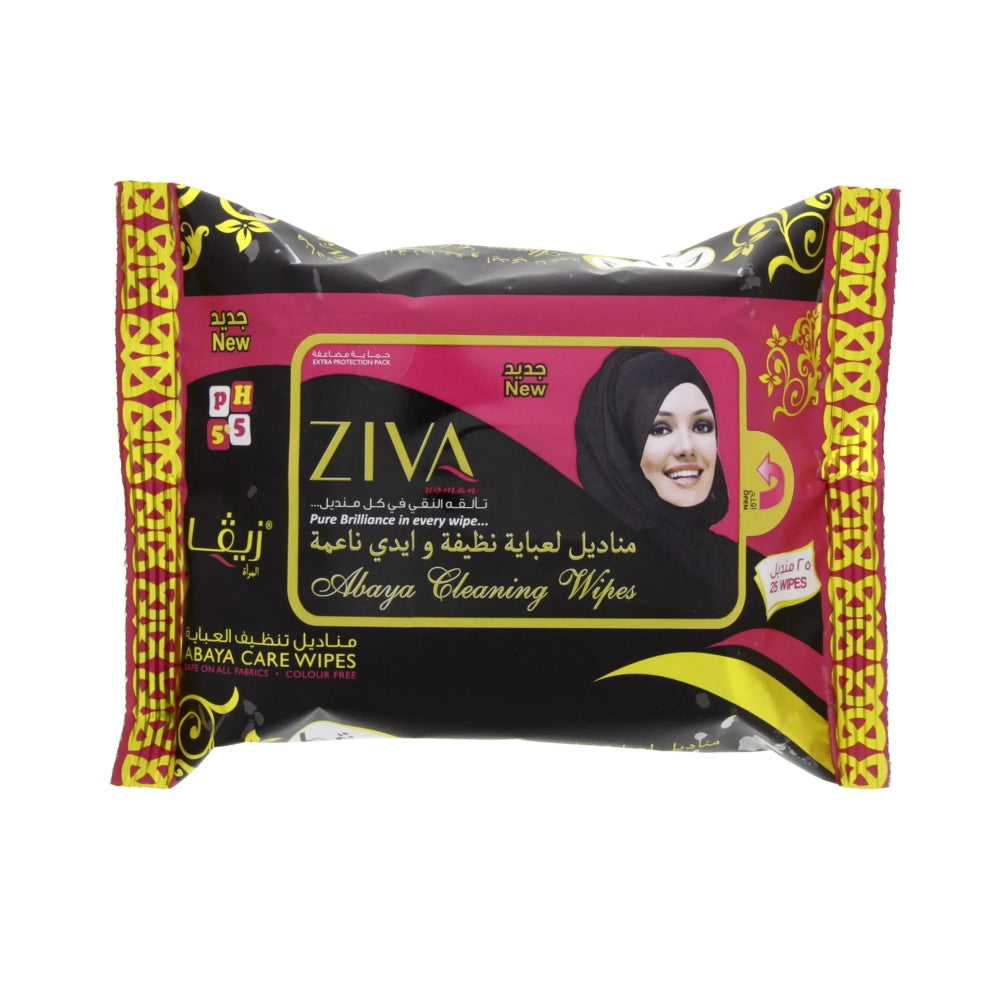 Ziva Abaya Cleaning Wipes Flowpack- 25 Wipes, Fabric & Upholstery Cleaners