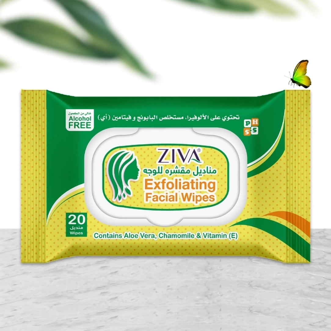 Ziva Aloe Exfoliating Facial Wipes - 20s,  Facial Cleansers 