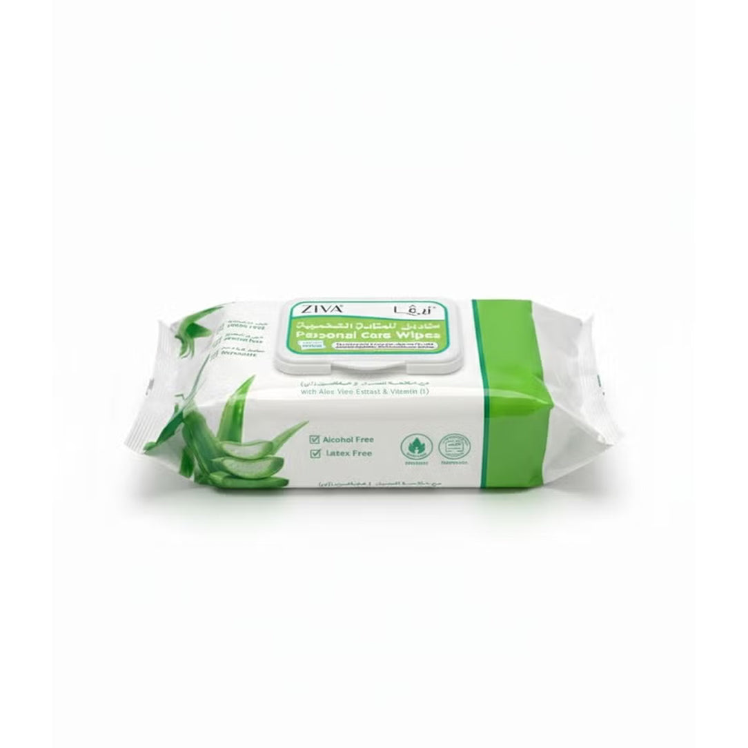 Ziva Personal Care Wipes with Aloe Vera & Vitamin E - 64 Wipes, Hygienic Wipes