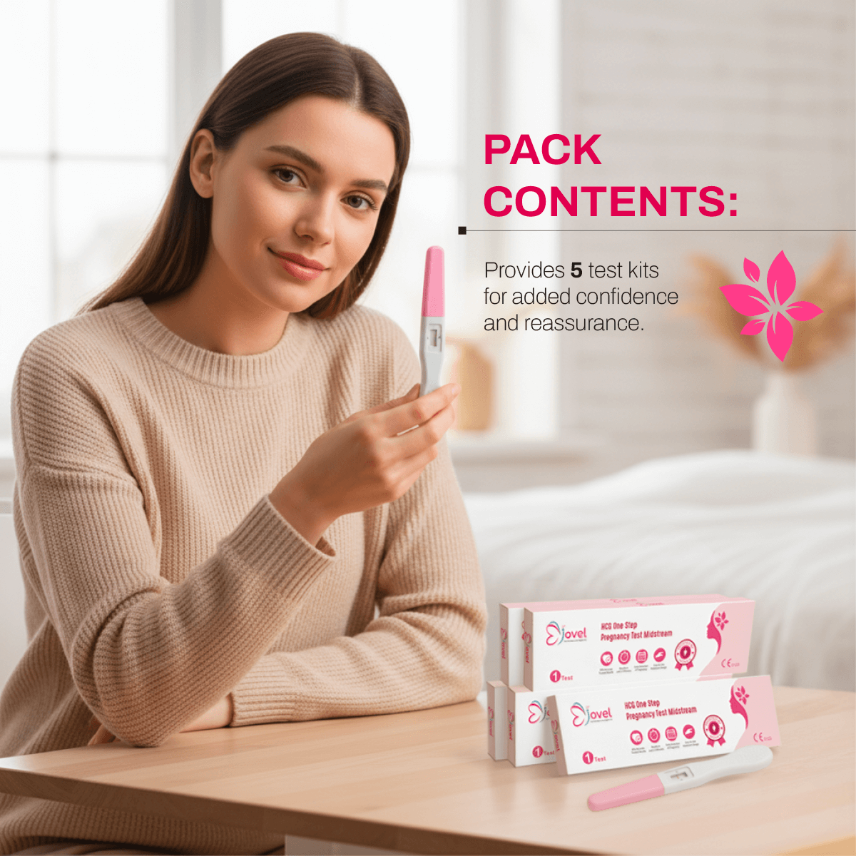 Jovel HCG One Step Pregnancy Test Midstream Kit - 5 Tests