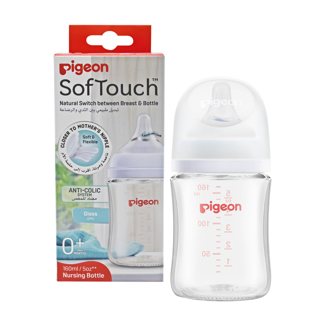 Pigeon SofTouch Wide Neck Glass Nursing Bottle - 160ml (81231)